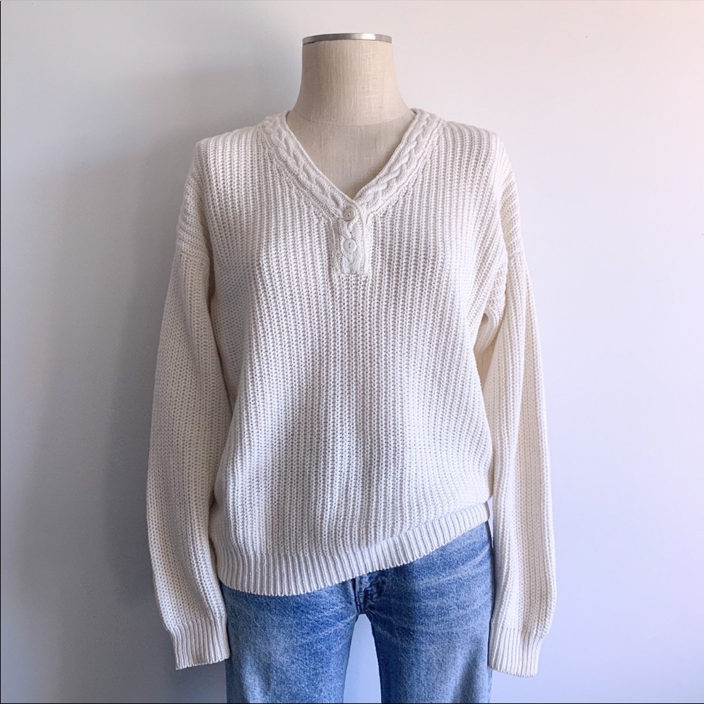 80s vintage cotton ramie knit sweater